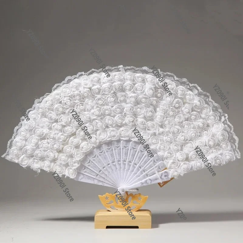 Wedding Hand Fan, Handcrafted Feather Pearl Design for Bride Party Use