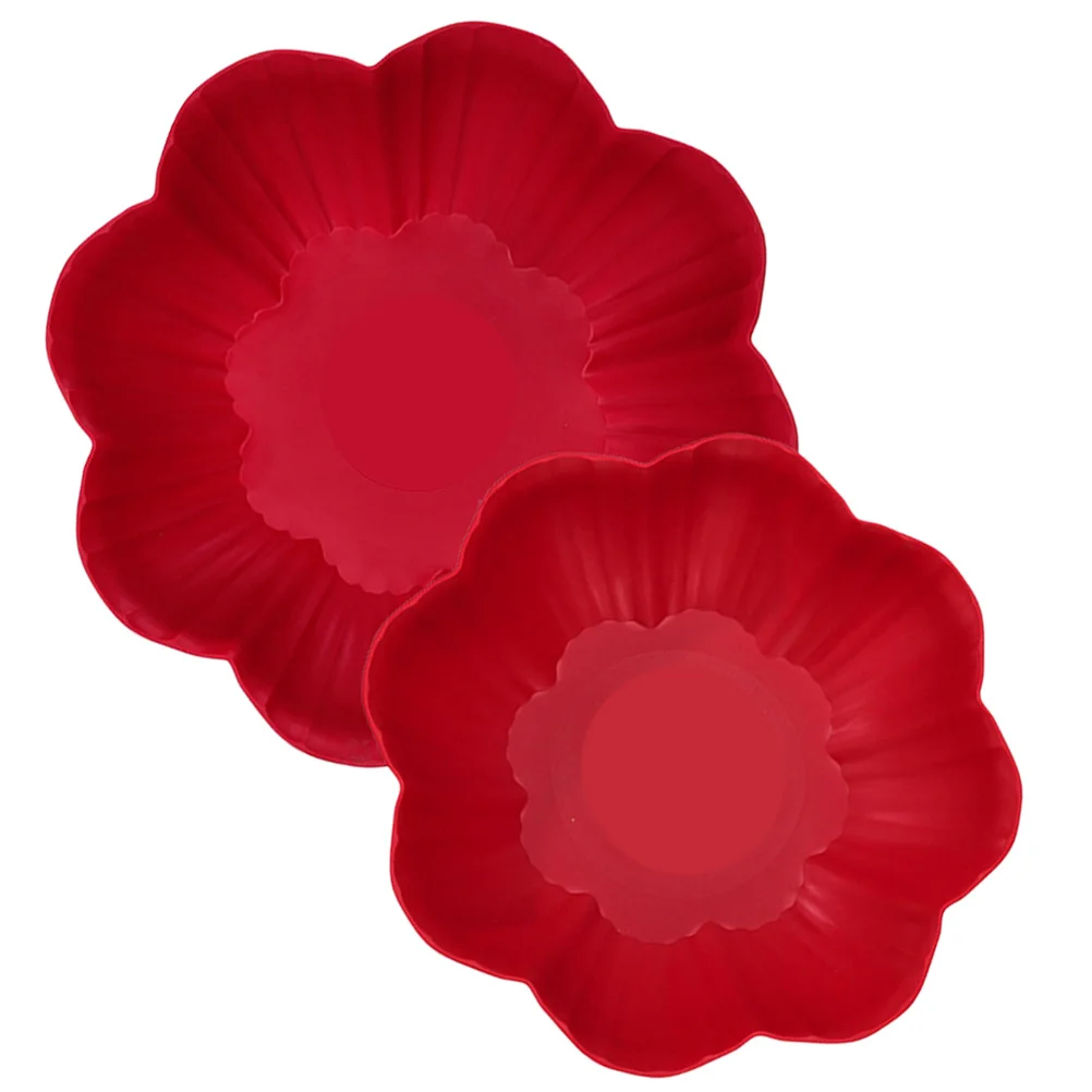 

2pcs Flower Shape Plate Wedding Style Fruit Tray Snack Serving Holder Premium Decorative Tray For Tea Coffee Juice Household Use