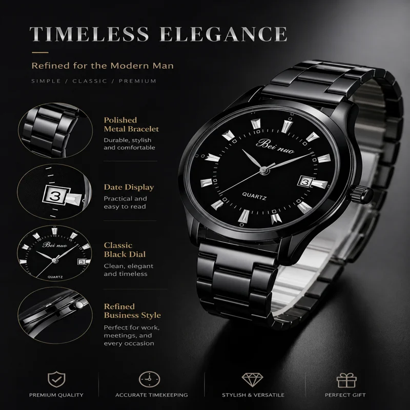 Classic Business Men's Watches Simple Fashion Round Dial Metal Bracelet Analog Quartz Wristwatches for Man Relogio Masculino