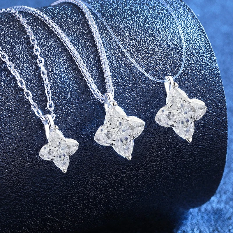 

Муассанит Платина PT950 18-каратное золотое ожерелье с четырьмя звездами и дизайном клевера, слезы русалки, легкое роскошное модное ожерелье