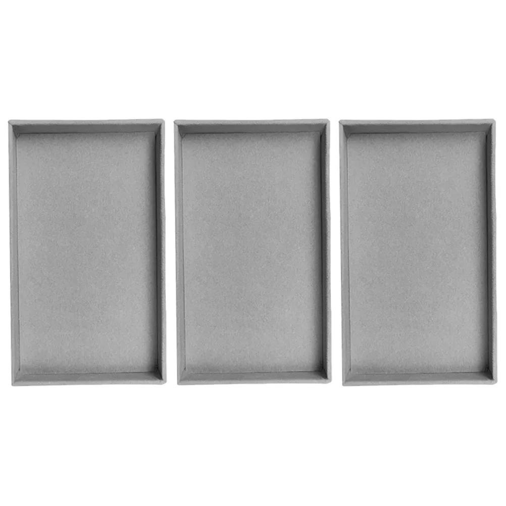 

3pcs Fleece Tray Jewelry Organizer Stackable Display for Rings Earrings Necklaces Bracelet Storage Home Decor