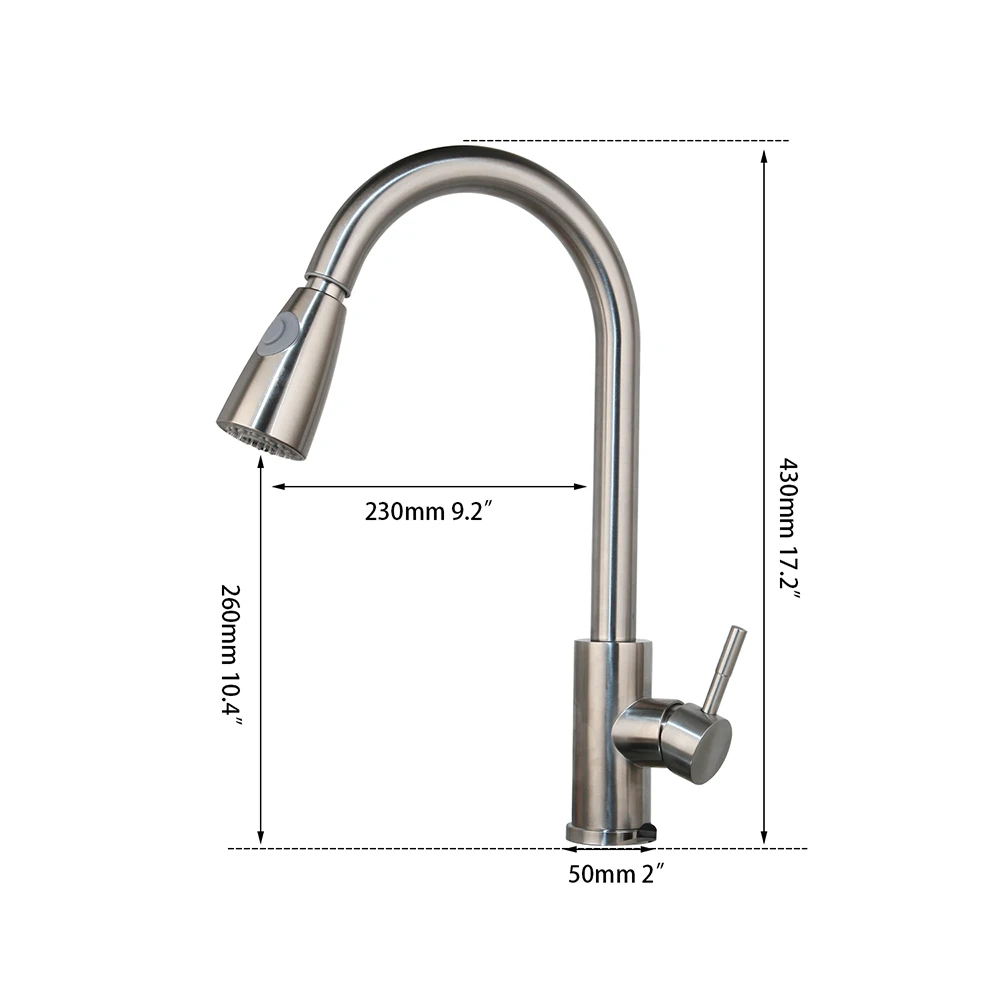 Torayvino 360 Swivel Brushed Nickel Kitchen Pull Out Faucet Solid Brass Spray Deck Mounted Basin Sink Cold And Hot Mixer Tap