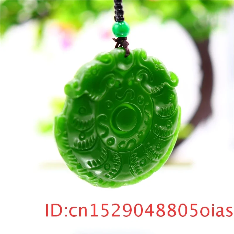 

Green Jade Dragon Pendant Necklace for Chinese Carved Jewelry Men Natural Charm Amulet Fashion Jadeite Gifts Women