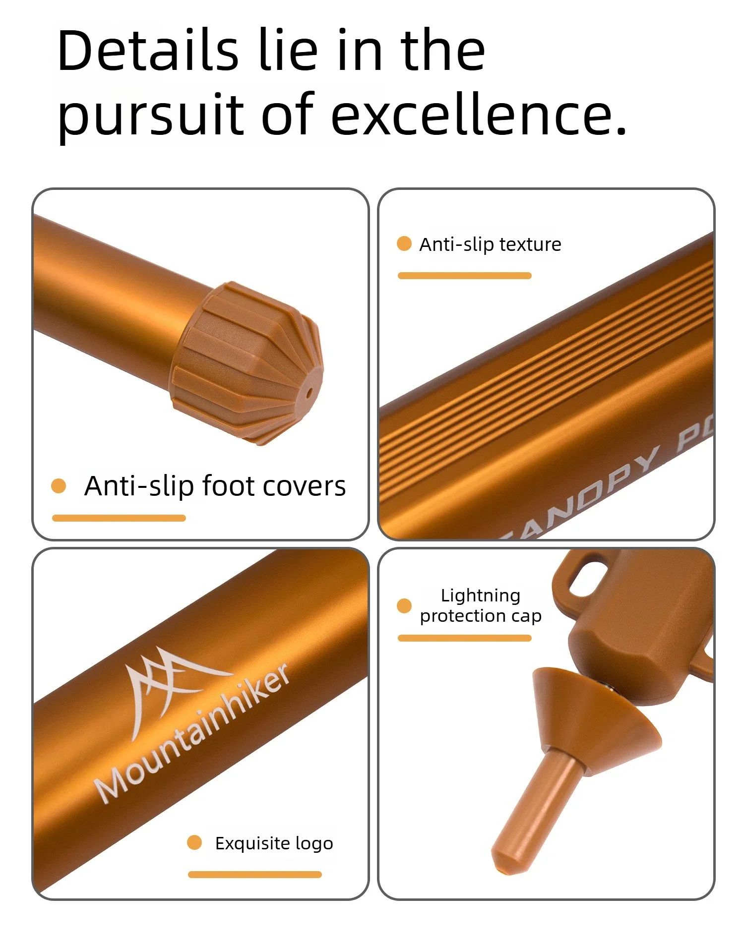 Mountainhiker 2 Stück Camping-Zeltstangen aus Aluminiumlegierung, Teleskop-Zeltstützen, Faltbare Strandunterstand-Markisenstangen für Outdoor-Aktivitäten – Detail 11