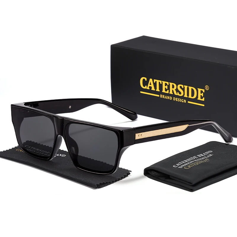CATERSIDE Quadratische Herren-Sonnenbrille, luxuriöse goldene Tempeldekoration, Sonnenbrille, modische Damen-Outdoor-Reisebrille, UV400 – Detail 13