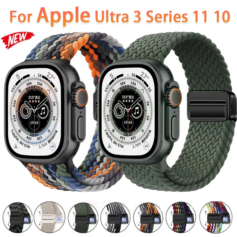 Nylon Braided Loop Band For Apple Watch Ultra 3 2 49mm 11 10