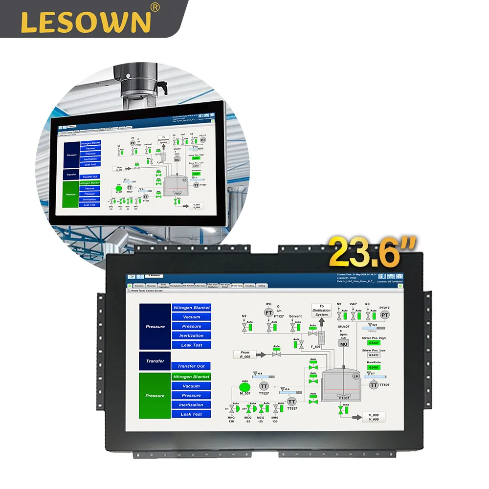 

LESOWN 23,6-дюймовый встроенный сенсорный дисплей 1920x1080 IPS ЖК-сенсорный монитор с креплением на панели Широкий диапазон температур (-10 ° от C до 70 лет ° C)
