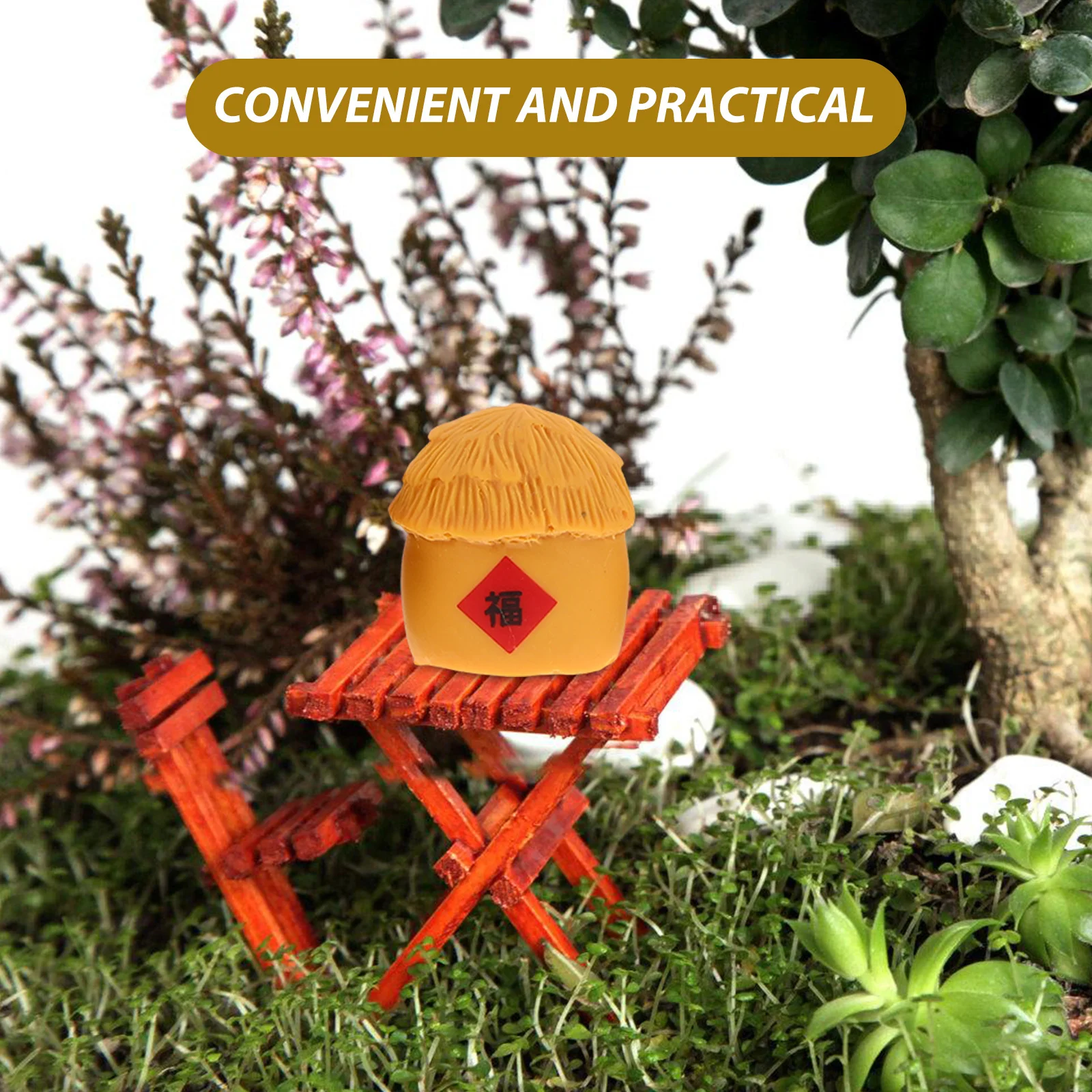 5 قطعة تماثيل منزلية صغيرة من الراتنج: ديكور كوخ القرية ذات المناظر الطبيعية الصغيرة لحديقة الجنية بونساي الأواني العصارية ساحة حلية #2