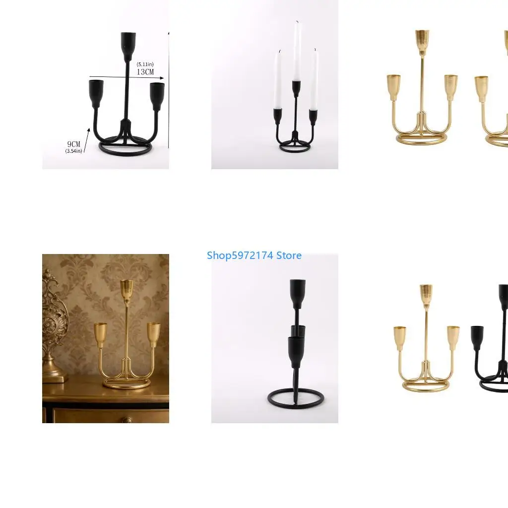 Y3NB Romantics 3 Arm Metal Candleholder Candelabra European Styles Candlestick Holders For Banquets And Special Event