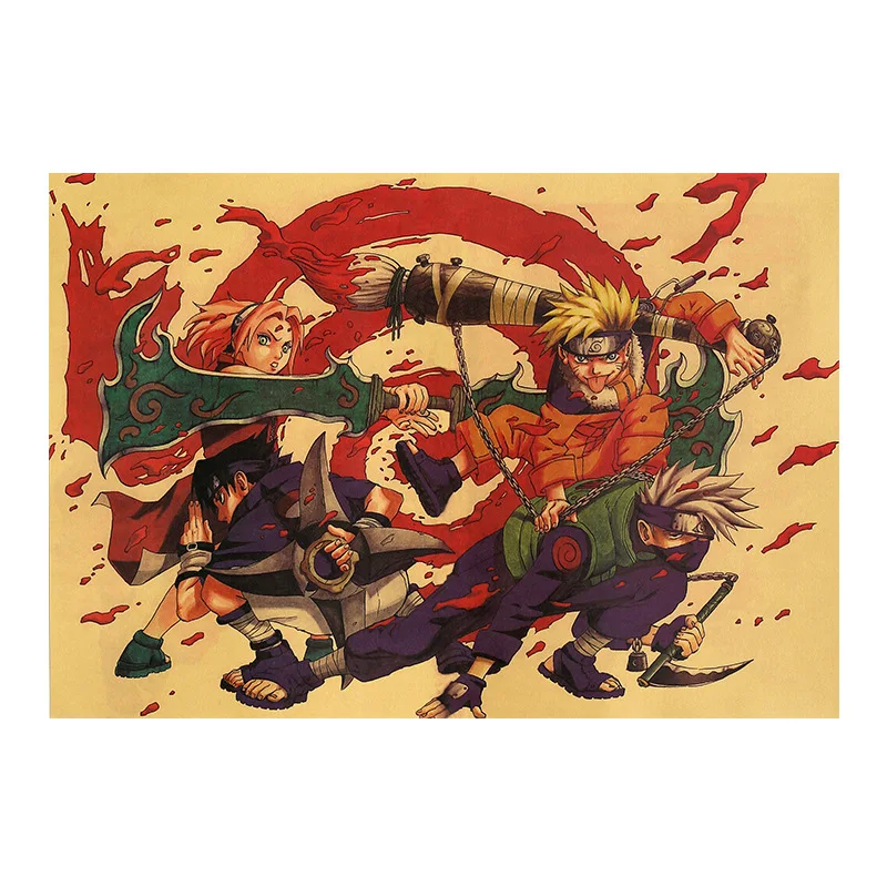 Anime Naruto Poster Figure Vintage Kraft Paper Cafe Bedroom Decorative Painting Dormitory Collection Naruto Sticker Poster Gift