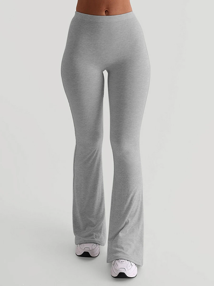 

Women Casual Solid Colors High Waist Bell Bottoms Trendy Bootcut Trousers Flared Leggings Pants for Streetwear