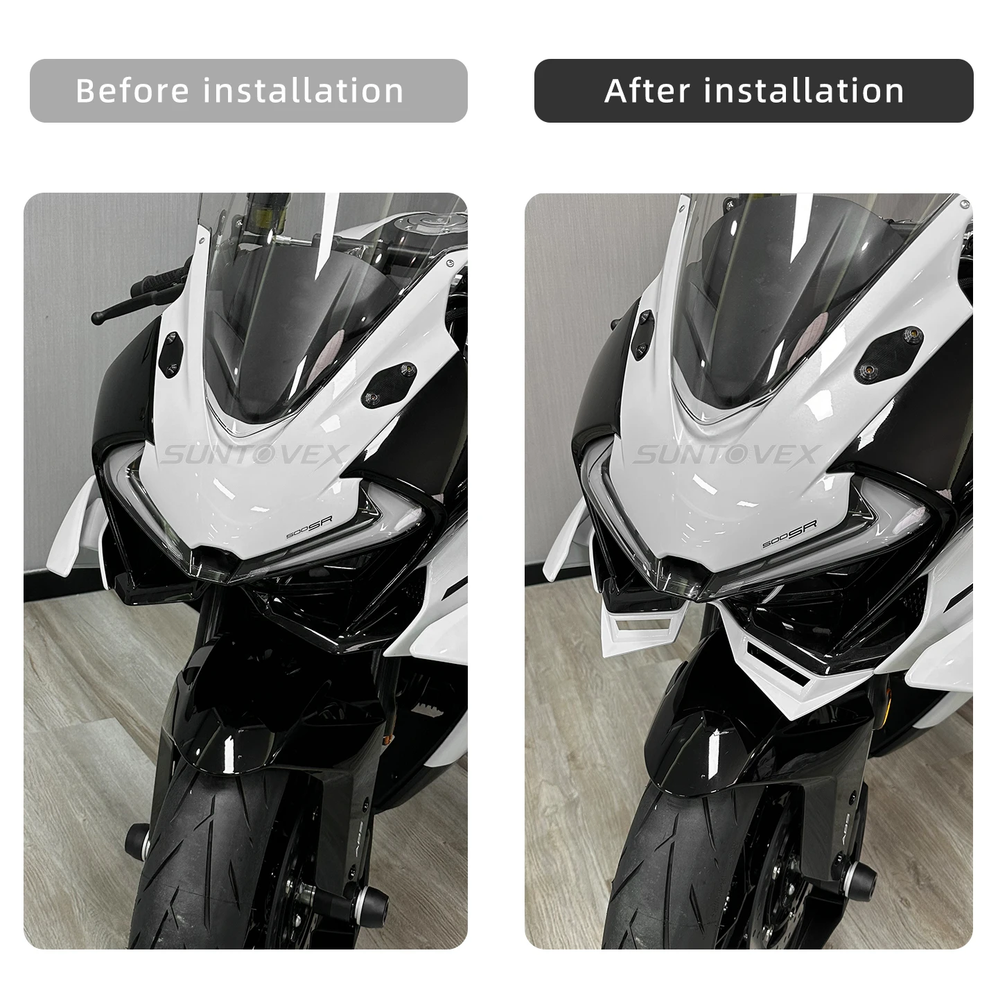 For CFMOTO 500SR 2026 Front Fairing Spoiler lower lip Motorcycle Front Fairing Winglets Aerodynamic Wing Shell Lower Lip Guide