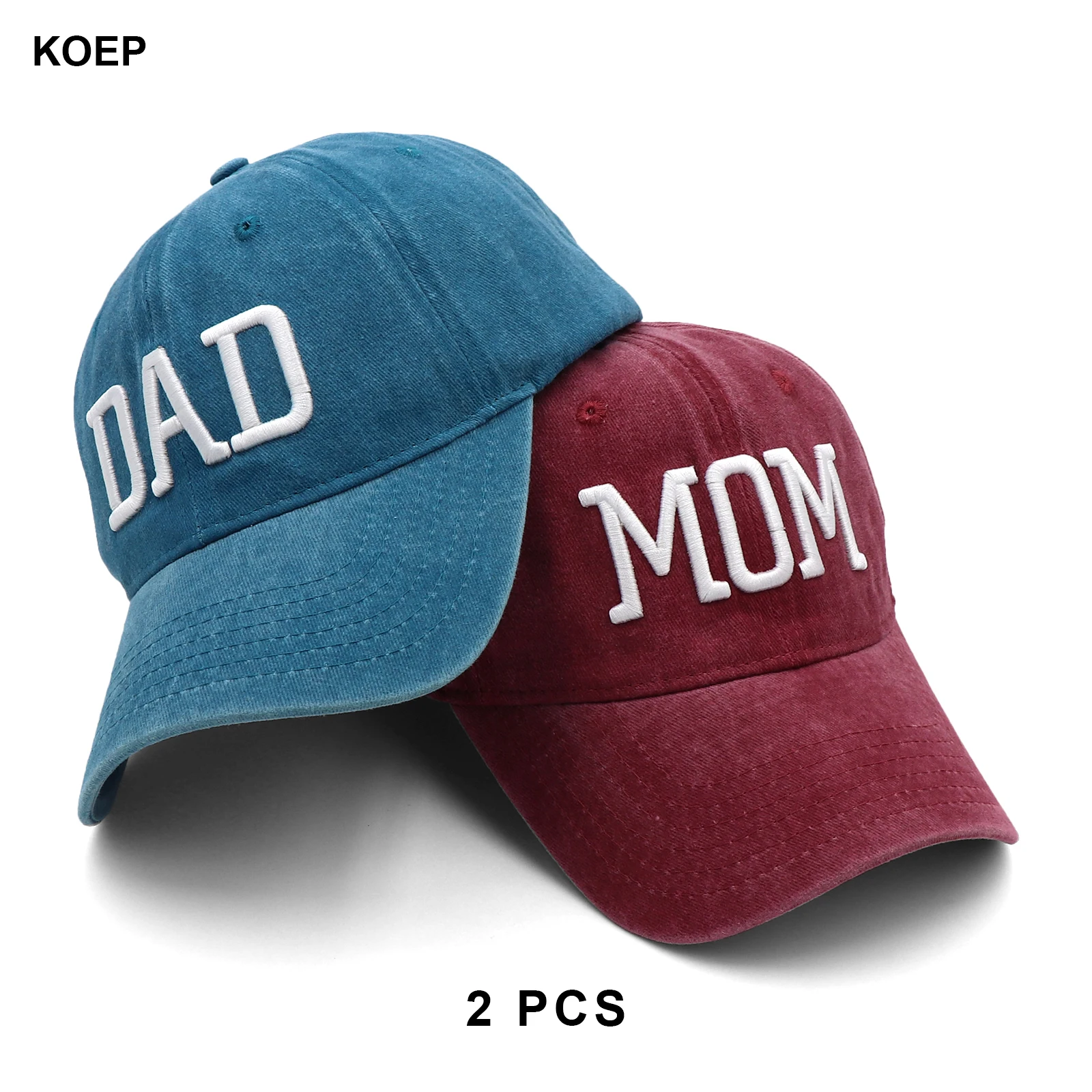 KOEP MOEDER En VADER Baseball Cap Vissen Caps Mannen Outdoor Vrouwen Gewassen En Versleten Zwangerschap Aankondiging Hoeden 3D Borduren