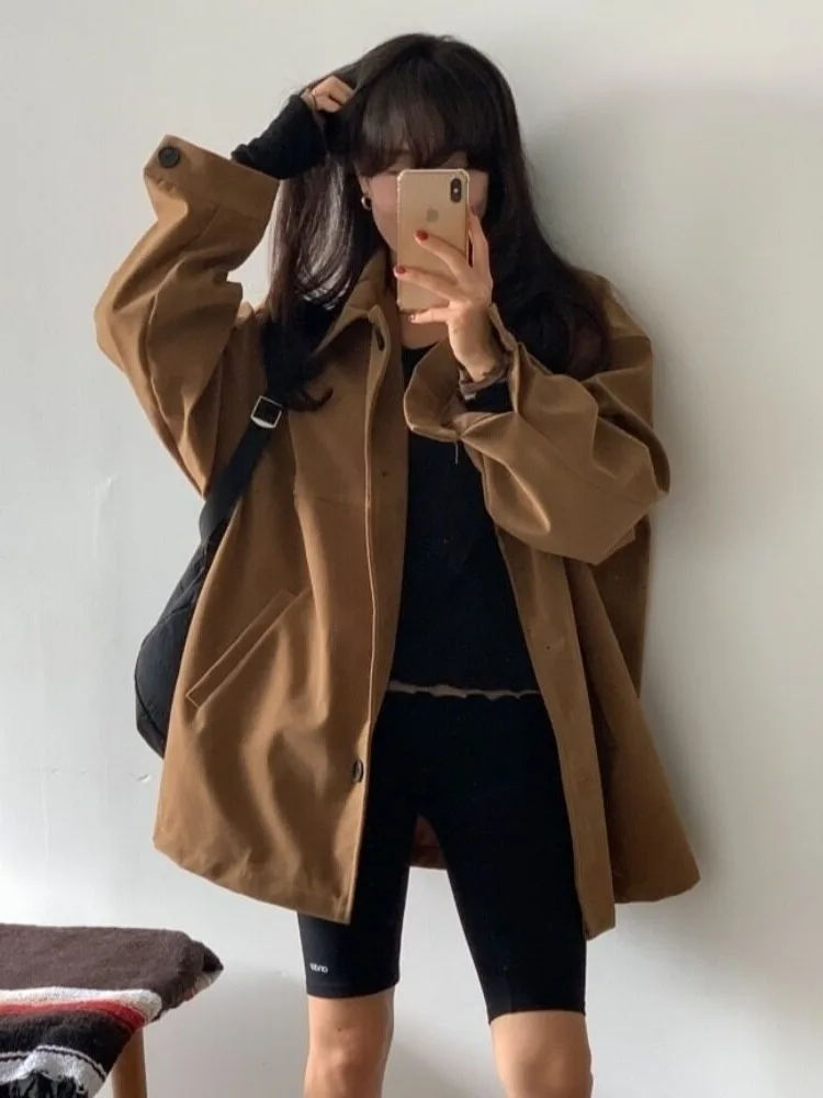 American Retro Suede Short Jacket Women's Loose Fit Korean Style Autumn New High-End Feeling Coat Inner Wear Casual Outerwear