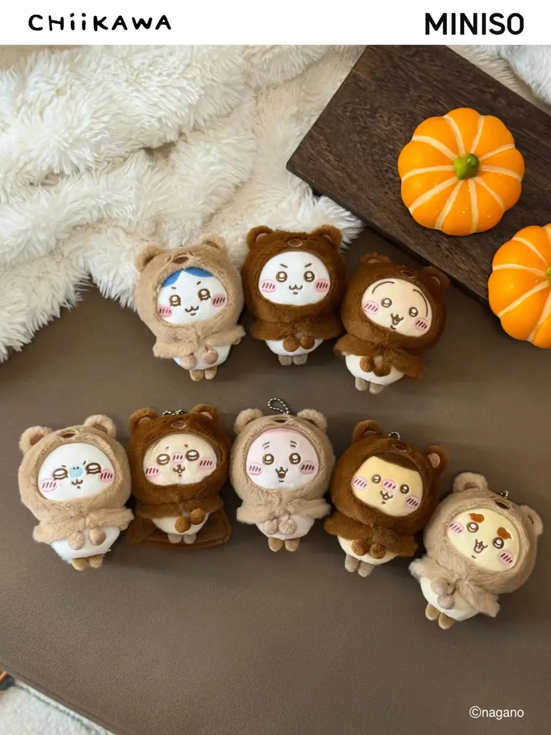 

Chiikawa Fluffy Season Plush Keychain Bear Hood Cute Soft Plushie Key Ring Anime Bag Charm Gift For Fans Collection