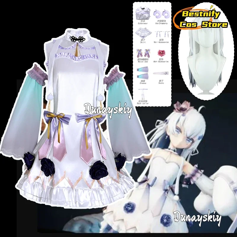 

CosplayAnime Virtual YouTuber Higashi Yukihasu Cosplay Costume Laser Bandeau Lolita Dress Japanese Kimono Dress Outfits Wig Prop