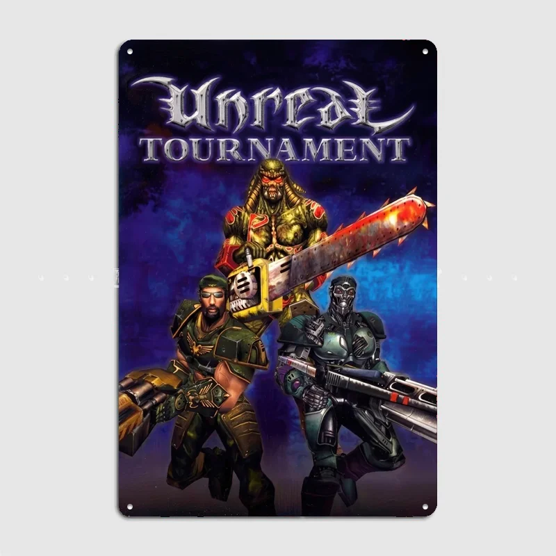 Unreal Tournament Classic Game Cover Art Poster Metal Sign Bedroom Indoor Home Decor Bar Custom Posters Wall Room Decorations