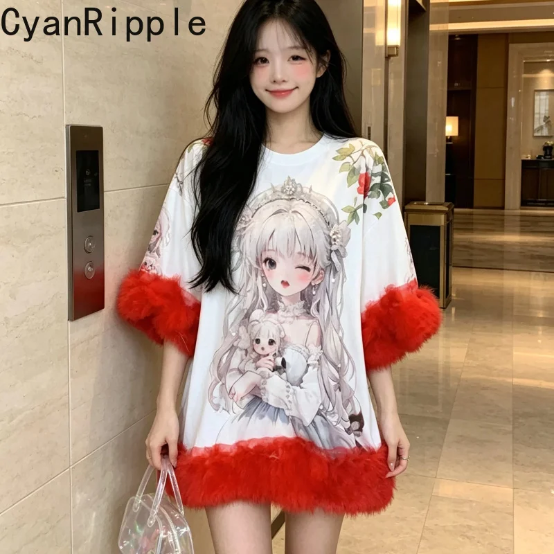 

Age Reduction New Spring Summer All-match Women T-shirt Elegant Lace Patchwork Half Sleeve Pullover Top Sweet Princess Dresses