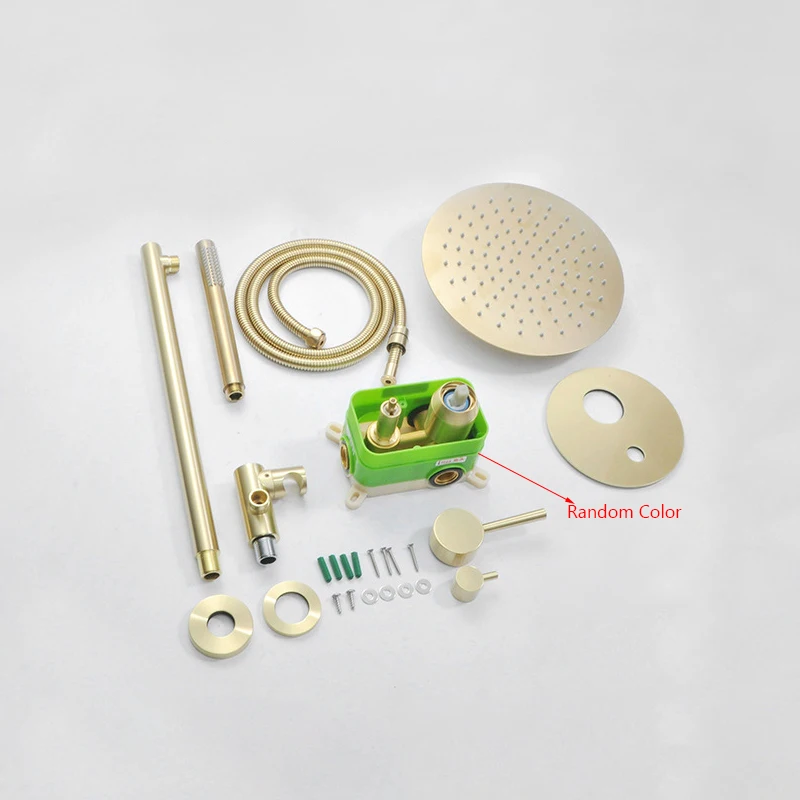 Concealed Mount Brush Gold Rain Shower Set Bathroom Hot Cold Mixer Shower System Bathtub Wall Mount SPA Rainfall Luxury Taps Set