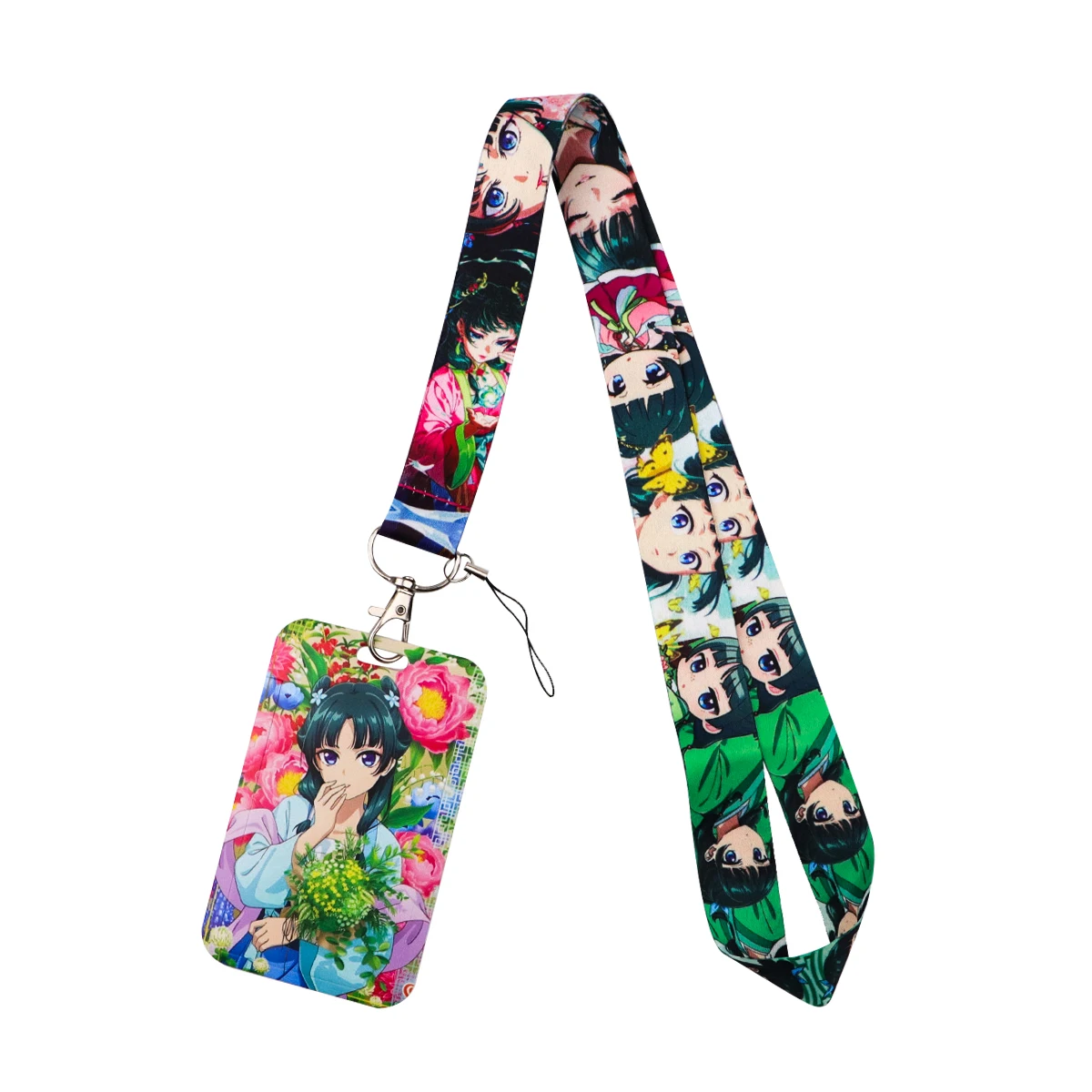 Cute Anime Girl Lanyard Neck Strap Card Holder Key ID Badge Phone Straps Cosplay Accessories Keyrings Gifts for Women Men - view 2
