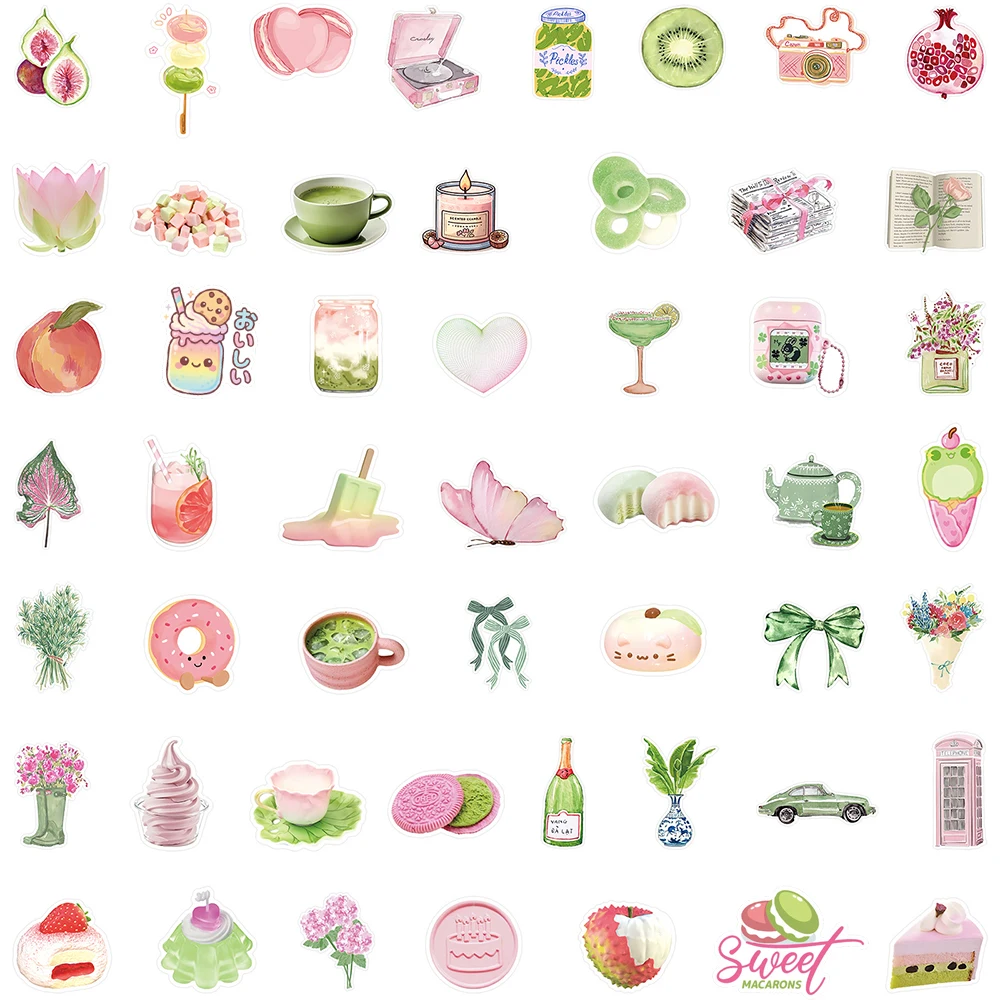 10/30/50/100 個ピンクグリーン生鮮食品 Dssert 美的ステッカー子供のおもちゃデカール DIY スクラップブックギター電話かわいいステッカーギフト