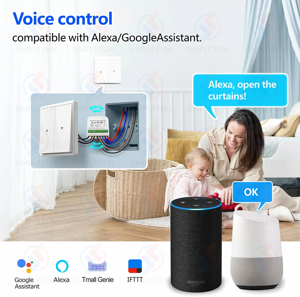 Drahtloser Vorhang-Rollverschlussschalter Tuya, WiFi RF Smart Modul für Jalousien, Markise, 5-in-1-Fernbedienung, funktioniert mit Alexa Google Home – Detail 9