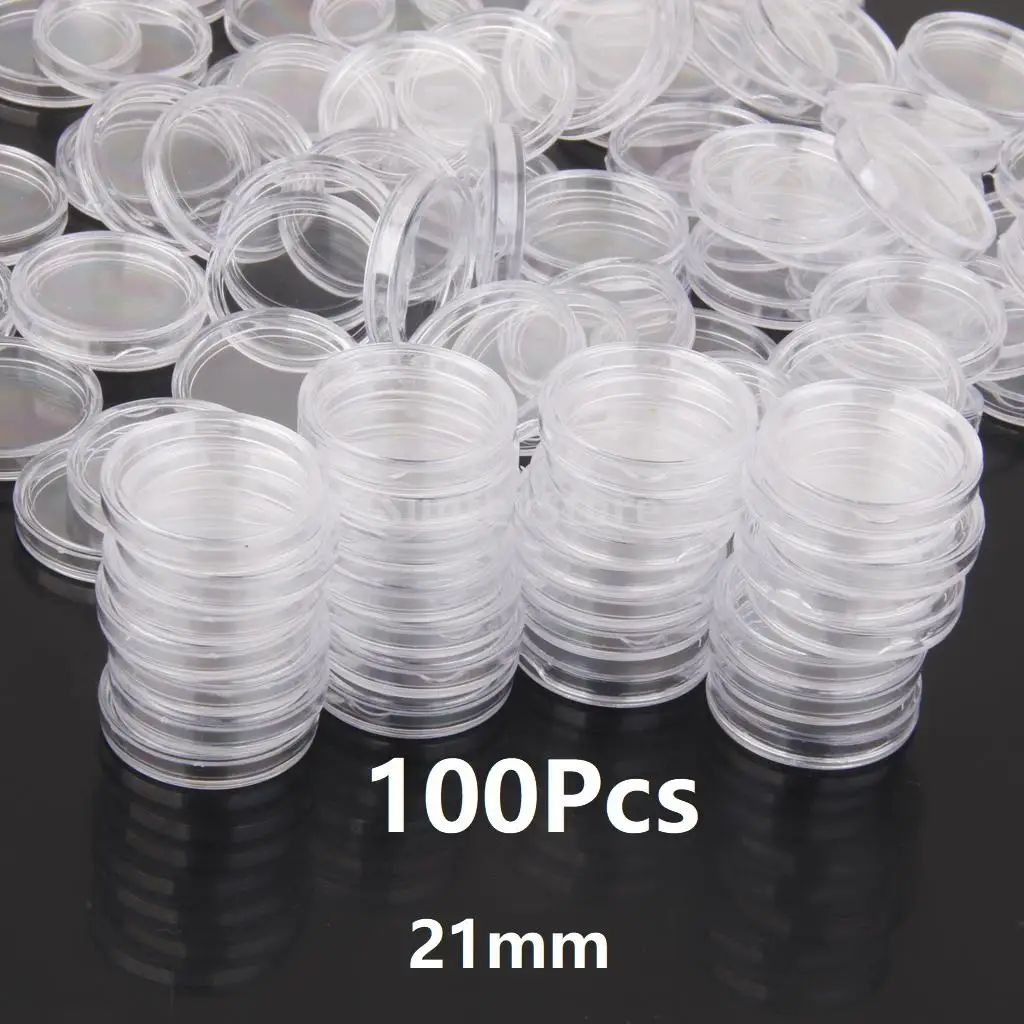 100 قطعة كبسولات العملة الشفافة تخزين عرض 21/26/30/32/20/25/27/35/40 مللي متر #6