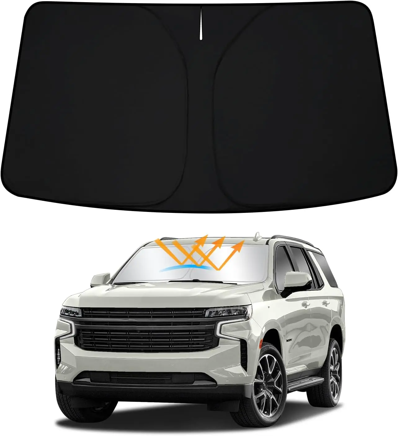

Front Windshield Sun Shade for 2021 2022 2023 2024 2025 Chevy Tahoe, Foldable Front Window Sunshade Sun Visor for UV Rays & Sun
