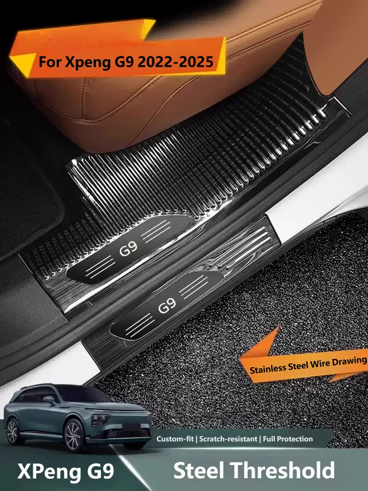 For Xpeng G9 2022-2025 Car Door Sill Protector Stainless Steel Anti-Scratch Door Sill Scuff Plate Cover Welcome Pedals Guards