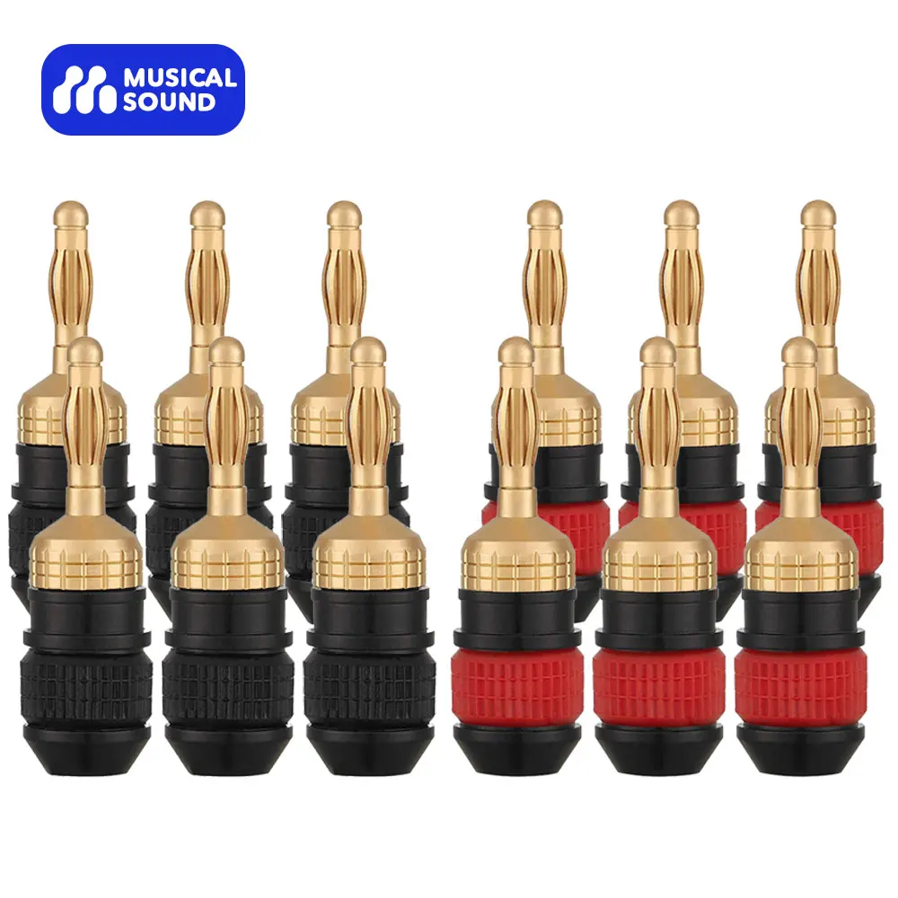 

Musical Sound 12PCS Banana Connector Copper Gold-plated Speaker Banana Plug For Video 24K Gold Plated Speaker Copper Adapter