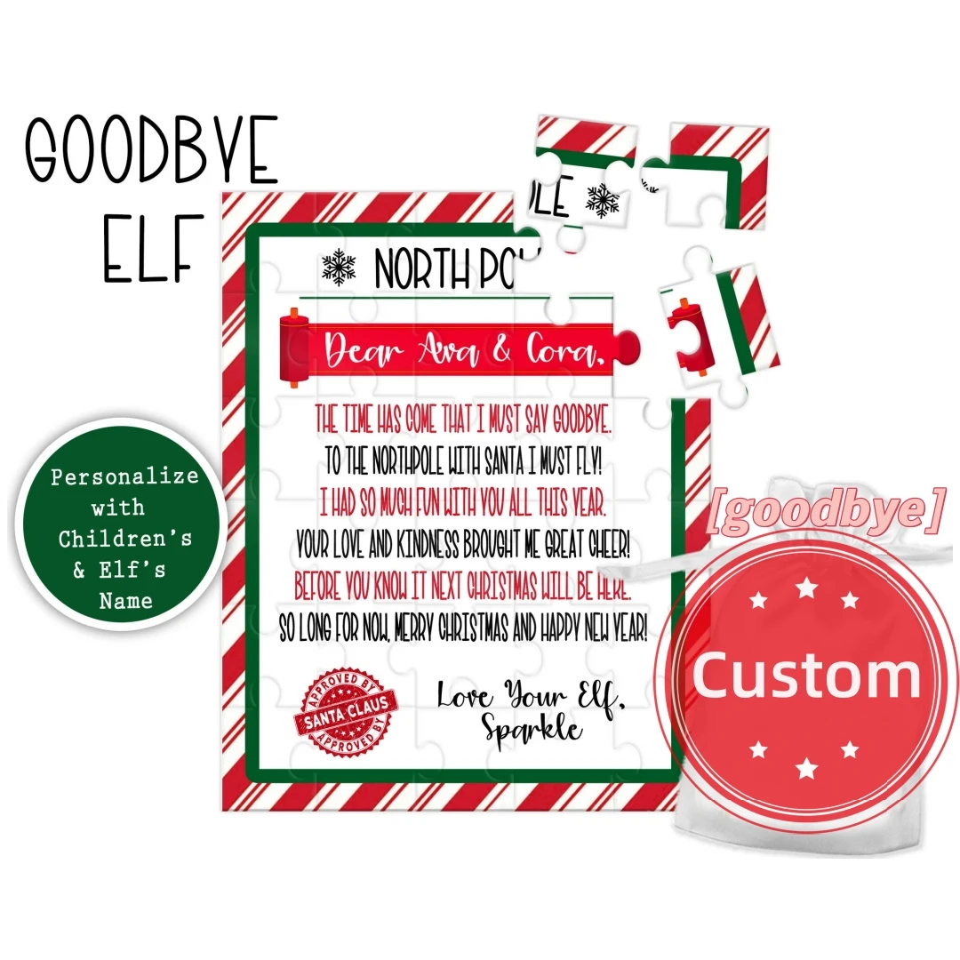 

Персонализированные пазлы 25*20 см, красивые пазлы на заказ, пазл «Прощайный эльф», подарок эльфа, пазлы 3*5 = 15 шт., пазлы с текстом по индивидуальному заказу