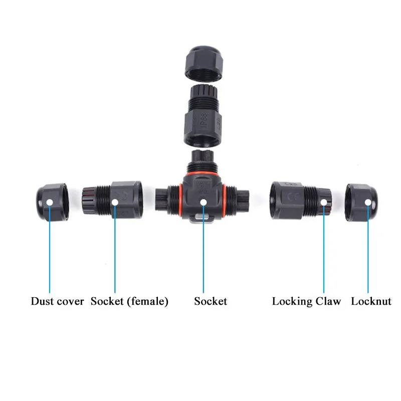 M12 Waterproof Connector IP68 2 3 4 5 6 Pin M16 3 Way Outdoor Wire Connector M20 Cross Shaped 4-way Screw Wiring Junction Box