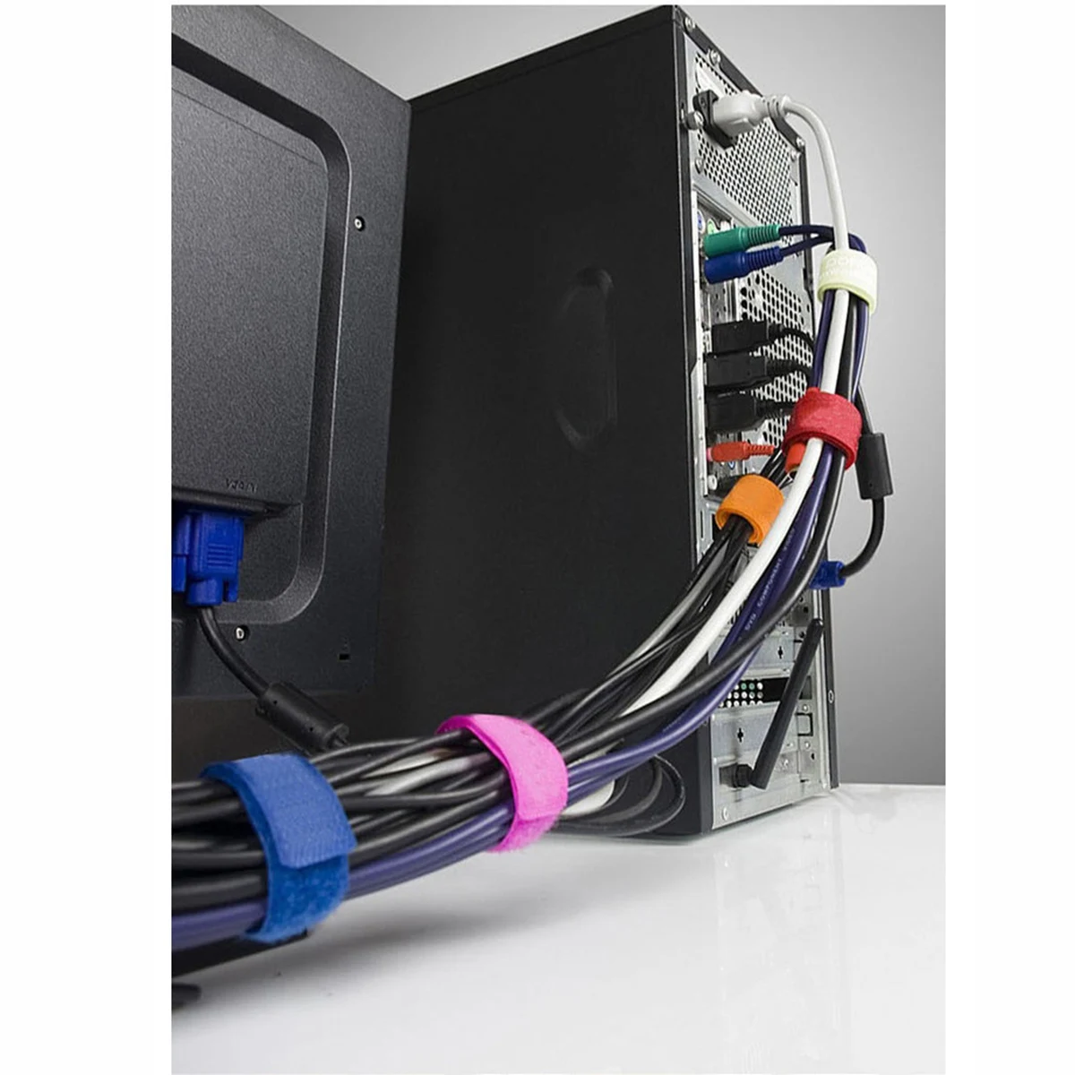 

20 pcs Cable Management Belt Nylon Cord Organizer Wire Tidy Wrap Cable Wrapper Charging Ties Electronics Accessories
