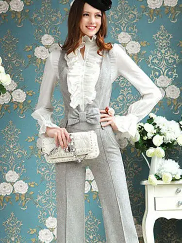 High Ne Ruffled da donna irt Street Sle Slim Fit Long Sve Bell Sve Chiusura con bottoni in puro colore Casual Faion