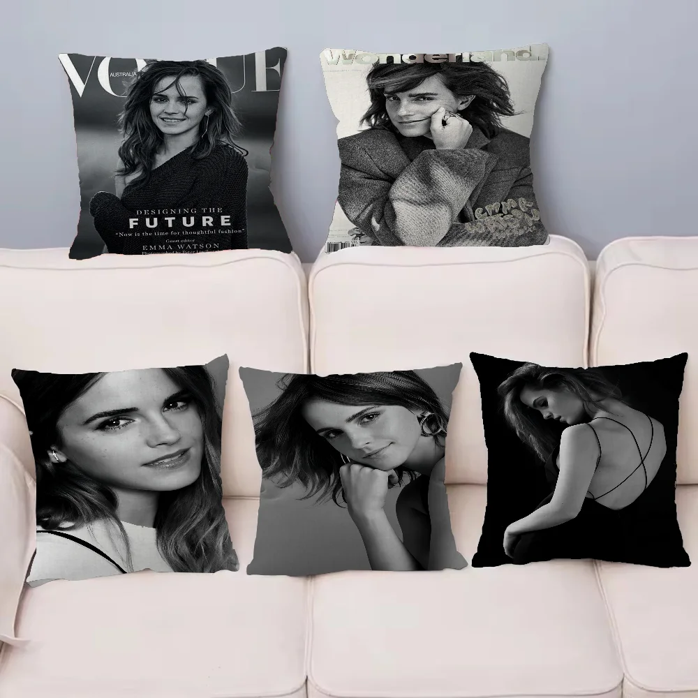 الممثلة E-Emma Watsons وسادة غطاء الوسادة المخدة غرفة المعيشة أريكة ديكور المنزل حسب الطلب