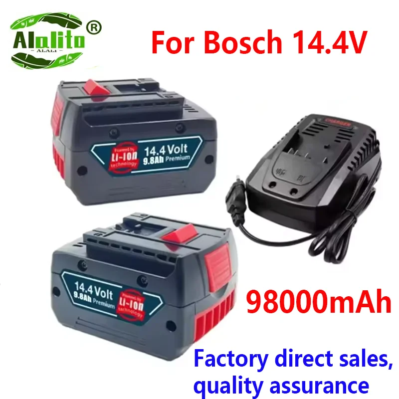 High Capacity 14V/14.4V 10Ah Rechargeable Lithium Battery Pack for Bosch Cordless Drill Screwdrivers BAT607, BAT607G, BAT614 G