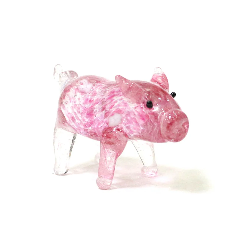 Easter Murano Glass Pig Mini Figurine Fuchsia Cute Animal Tiny Statue Craft Ornament Home Desktop Fairy Garden Room Kawaii Decor