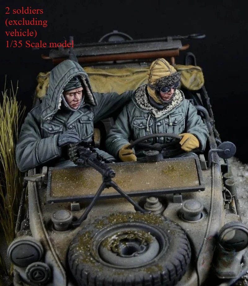 1/35 Resin-Figurenmodellbausatz: Amphibienfahrzeug mit Soldaten, 2 Militärthemen, Miniatur, unmontiert und unbemalt