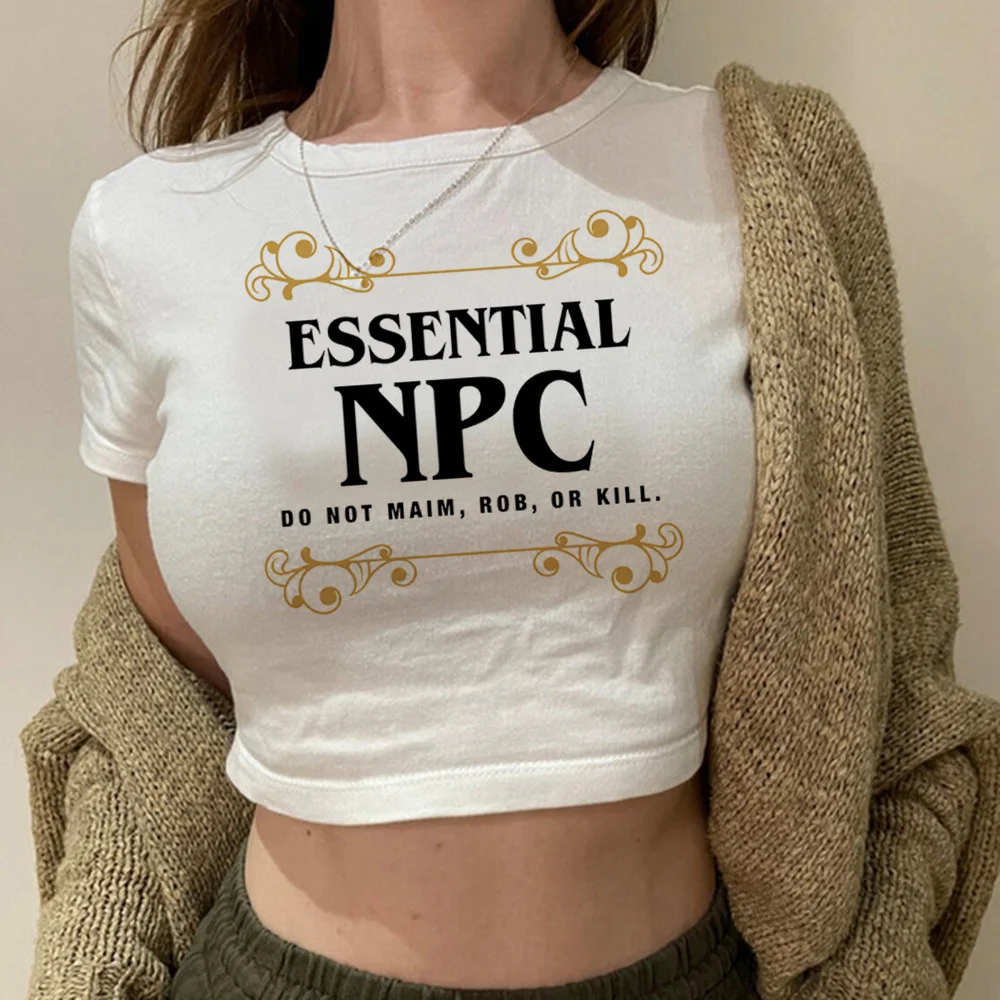 Essential NPC Non-Playable Character Gaming korean fashion 2000s gothic crop top girl 2000s goth graphic clothes t-shirts