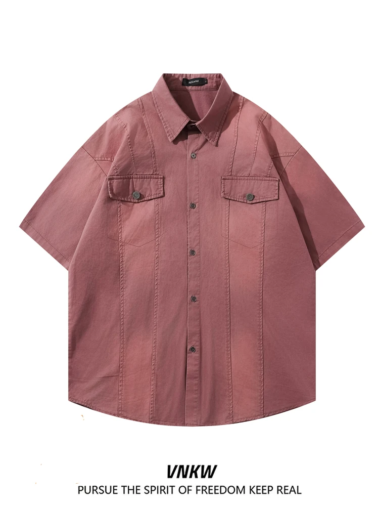 

American Sle Casual ort Sve Denim irt Men Loose Fit Summer Cotton Youth Trendy Outerwear Couple irt Haome Coat