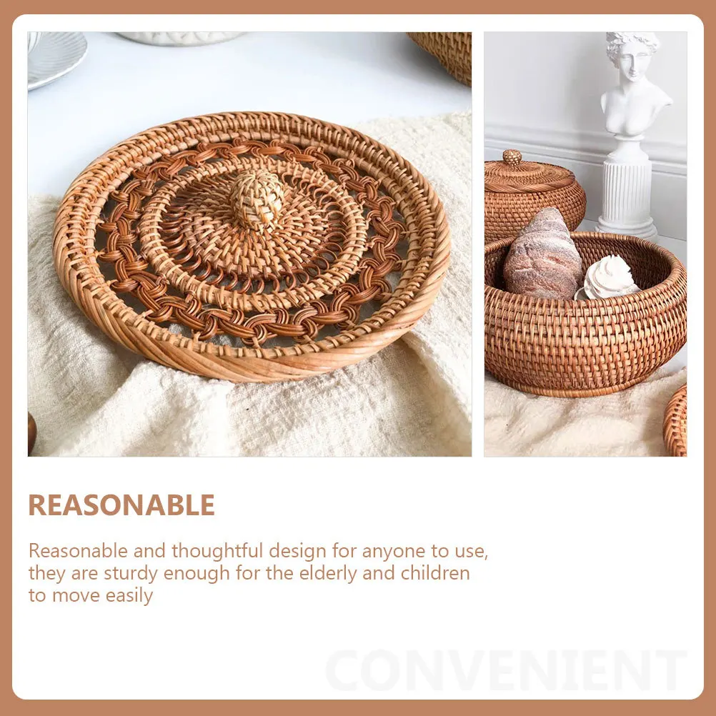 

Rattan Storage Basket Handmade Candy Holder Fruit Snack Organizer Dessert Storage Box Woven Basket Food Holder