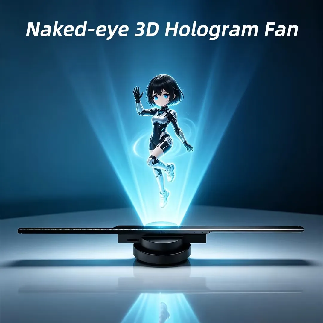 Naked Eye 3D Holographic Projector for Advertising Logo Sign Hologram Fan Spinning LED Display Support WIFI APP Remote Control