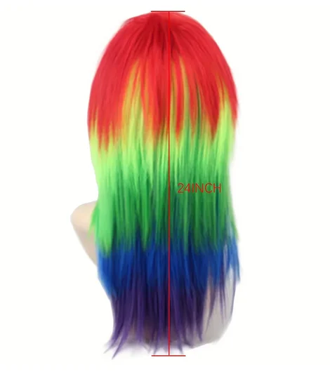 Rainbow Dash Cosplay Long Straight Rainbow Synthetic Cosplay Wig for Halloween Christmas School Thanksgiving Day