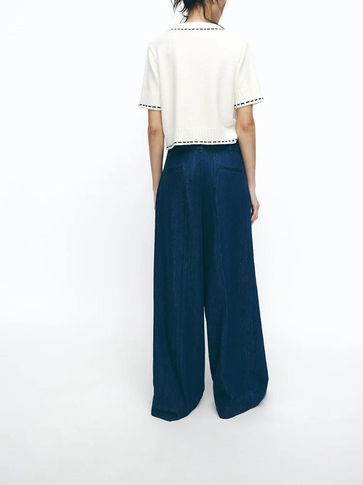 

Spring New Arrival Women's Knitted ort Sve round Ne Jaet Creative Faion Color Blo Stitch Detail Commute Sle