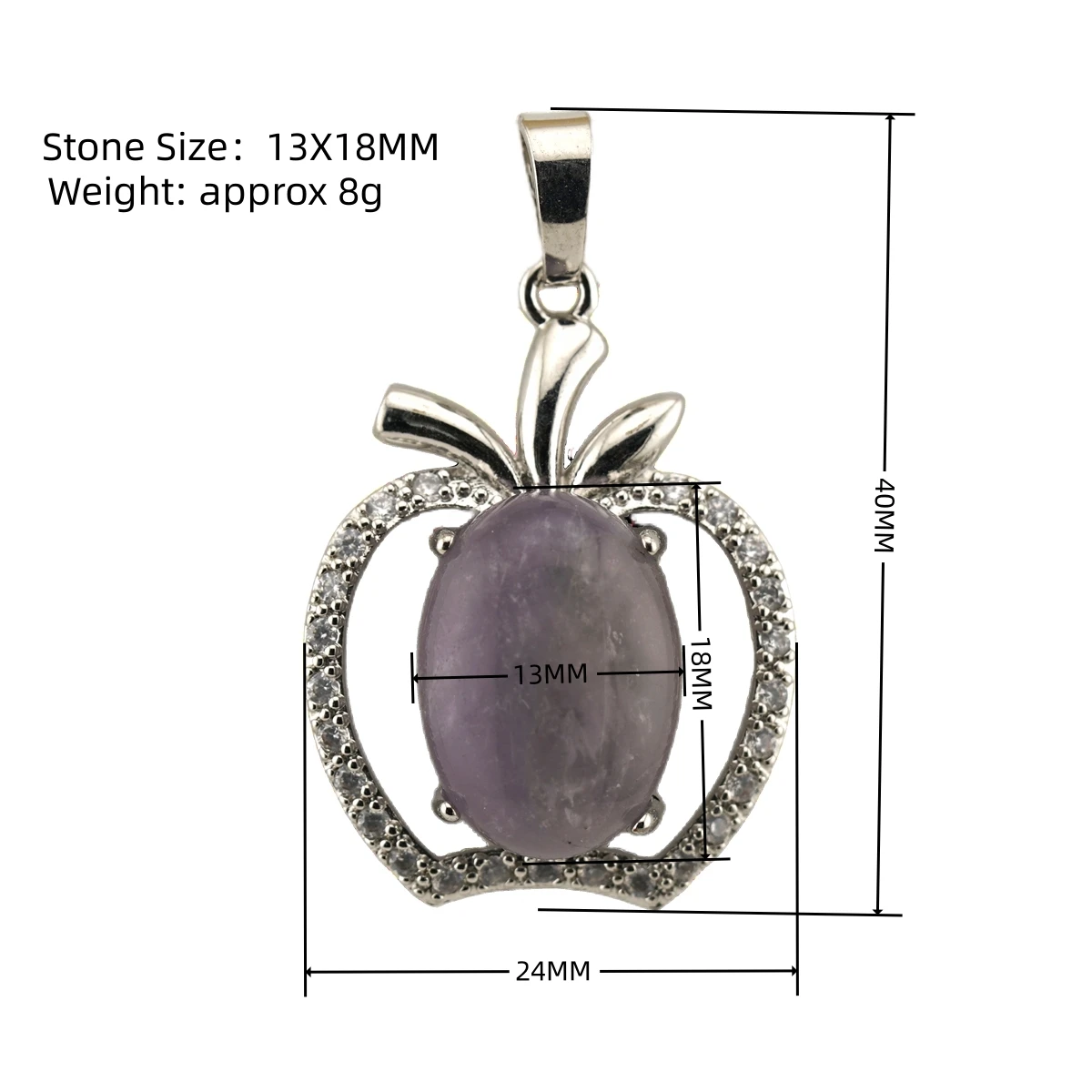 Natural Gemstone Christmas Fruit Apple Pendant Necklace for Women Men Teachers Appreiation Gift For Mentor Coach Principa