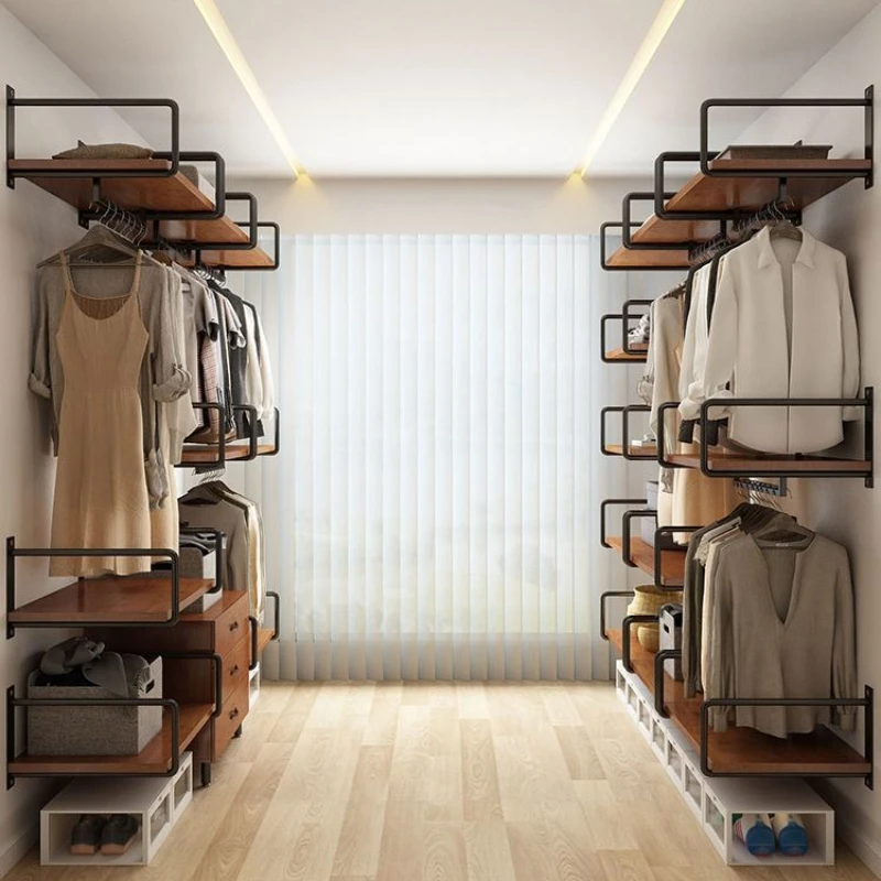 

Metal wardrobe full hanging open wall wardrobe wrought iron rack