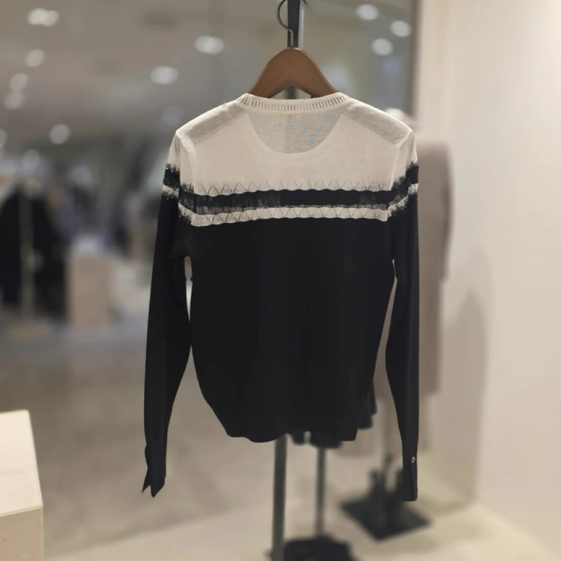 Slimming Knitted Sweater round Neck Hollow out Embellished Versatile Elegant Fashionable Spring Lemon Cheese MIC26