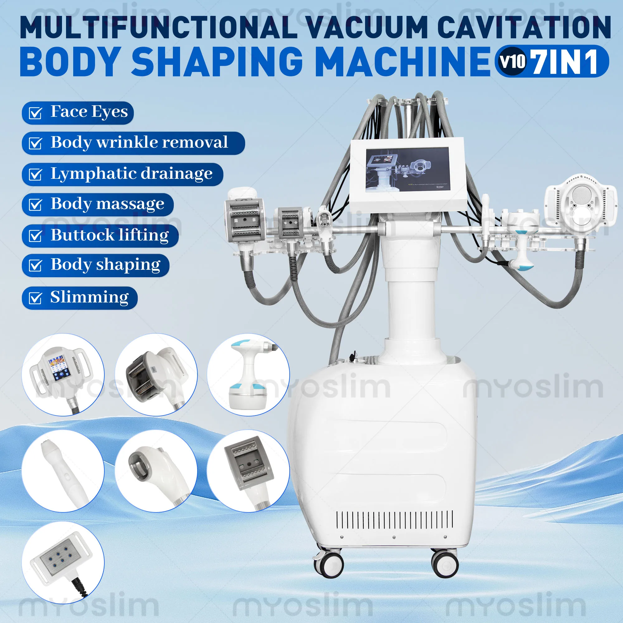 Máquina Velashape 7 em 1: Cavitação 40K, RF, Vácuo, Rolo e Laser para Emagrecimento Corporal, Anticelulite, Lifting Facial e Contorno