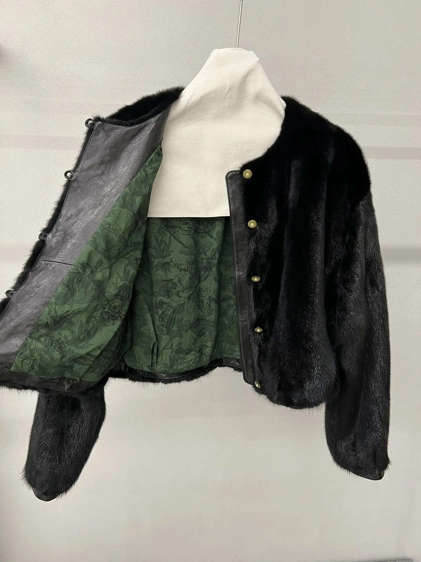 

Women'S New Mink Fur Collar Cashmere Cardigan Single-Breasted Jacket Casual All-Match Top Mink Jacket