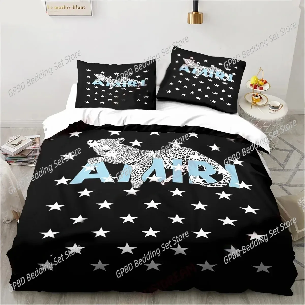 Logo Amiris Graffiti Bedding Set,Duvet Cover Comforter Bed Set Quilt Cover Pillowcase,King Queen Twin Size Boys Girls Adults